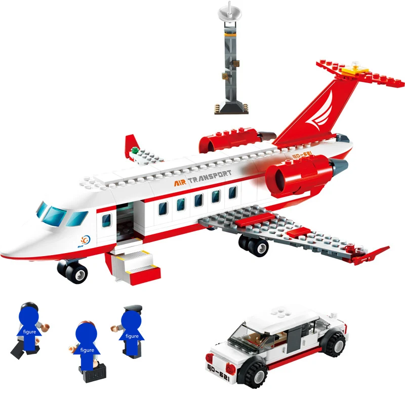 Городской авиационный аэропорт частный реактивный самолет большой пассажирский самолет строительные блоки кирпичи классическая модель игрушки для детей подарок - Цвет: 8911 Without Box