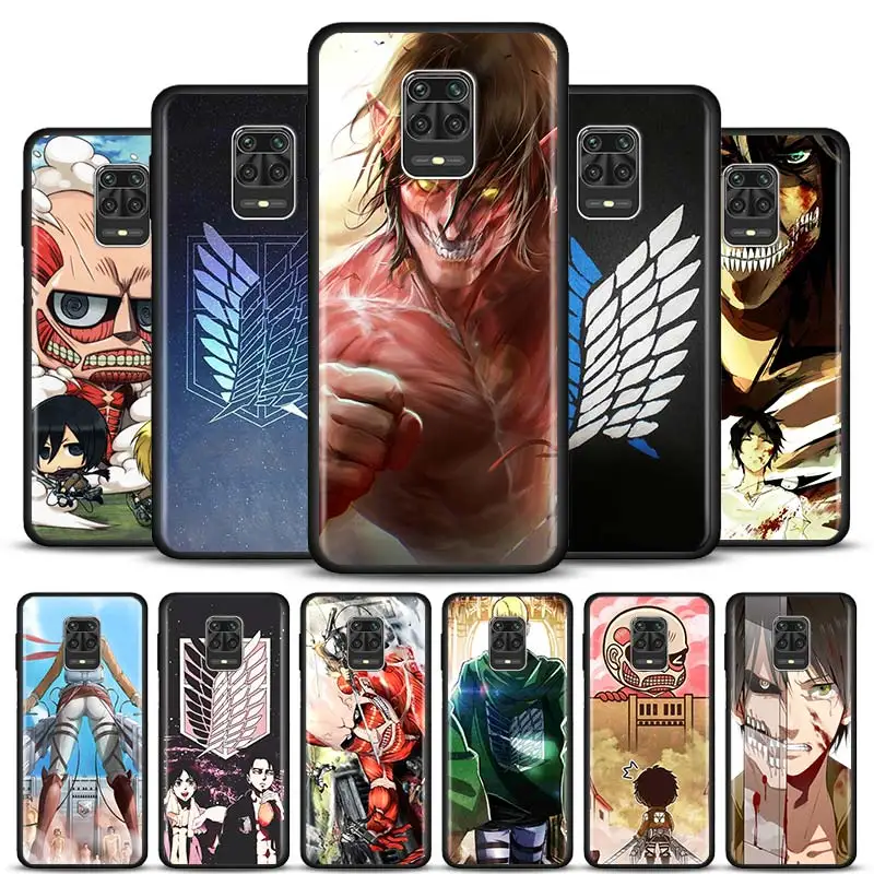 Anime attack on Titan Phone case for Xiaomi Redmi Note 7 8 9 Pro 8T 9S 6 6A 7A 8A 9A 9C K20 K30 Pro Black Silicone Soft Cover