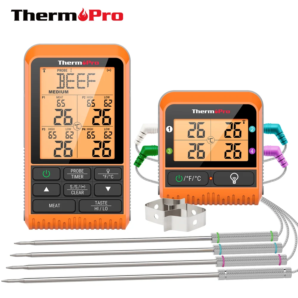ThermoPro TP829 300M Wireless Digital Kitchen Thermometer 4 Meat Probes  Cooking Oven Meat Thermometer With Timer Backlit - AliExpress