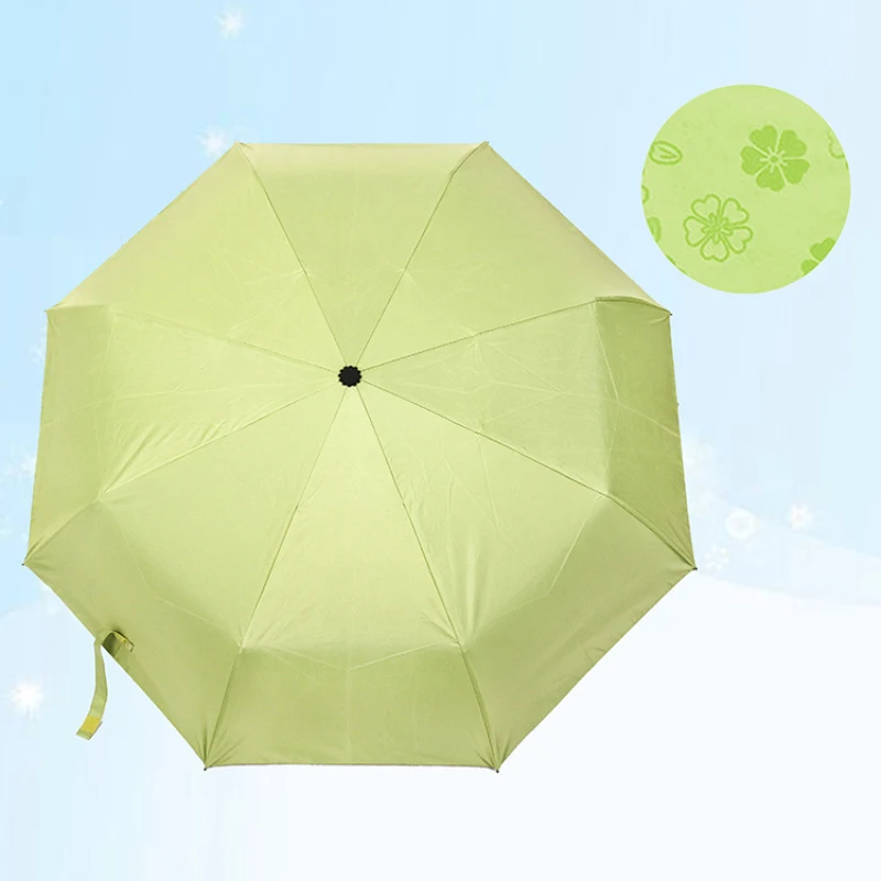 6 цветов полностью автоматический женский небольшой зонтик для девочек анти-УФ Водонепроницаемый Портативный Сверхлегкий дорожный детский зонт - Цвет: Зеленый