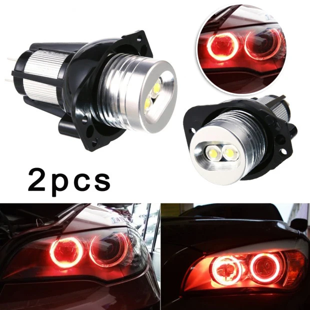 

2 Pcs Car Red 12V Angel Eye LED Headlight Marker 20W Halo Ring Light Bulb For BMW E90 E91 Puri Chip Lamps Lights