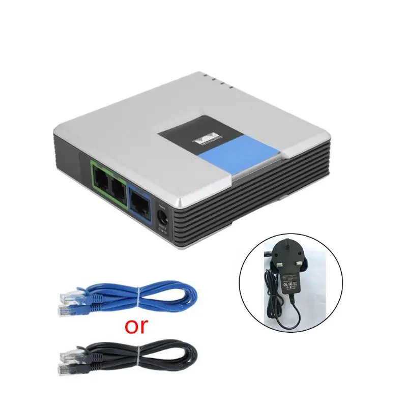 1Set VOIP Gateway 2 Ports SIP V2 Protocol Internet Phone Voice Adapter with Network Cable for Linksys PAP2T AU/EU/US/UK Au06 21