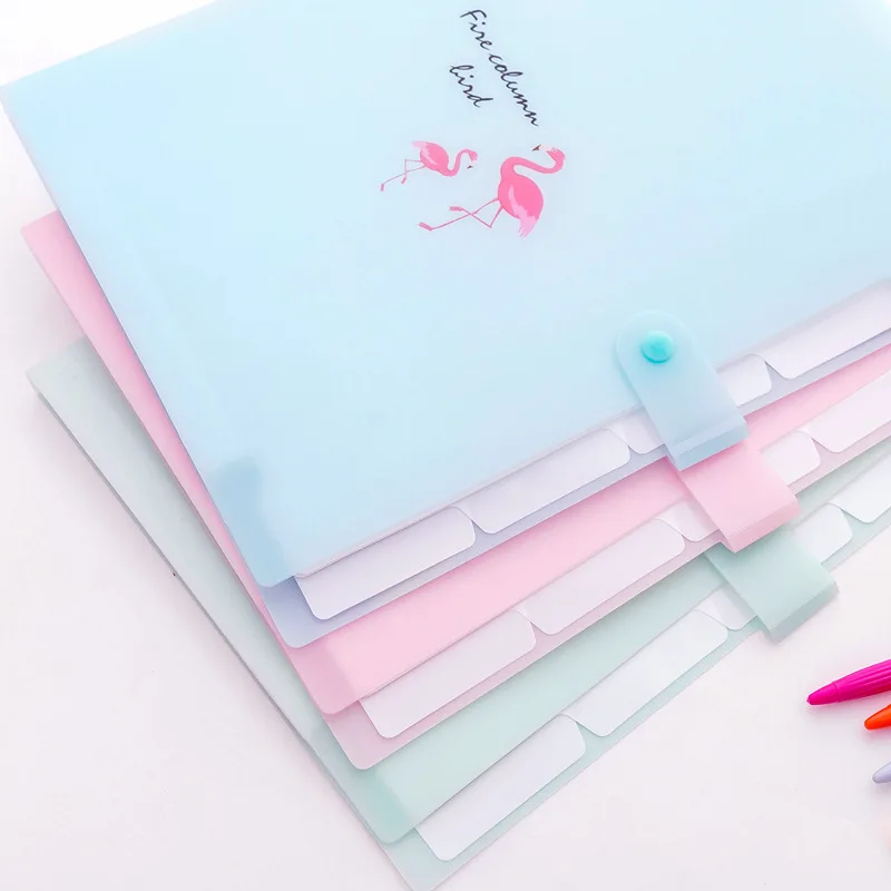 5 Сетка Сумка для документов Фламинго напечатаны A4 папка для файлов конфетный цвет Широкий кошелек Портативная бумага для органайзера канцелярские принадлежности