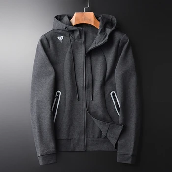 

New Hooded Sweatshirts Men Luxury Printed Zipper Casual Sports Sweatshirt Male Plus Size 4xl Slim Fit Solid Color Men Hoodies