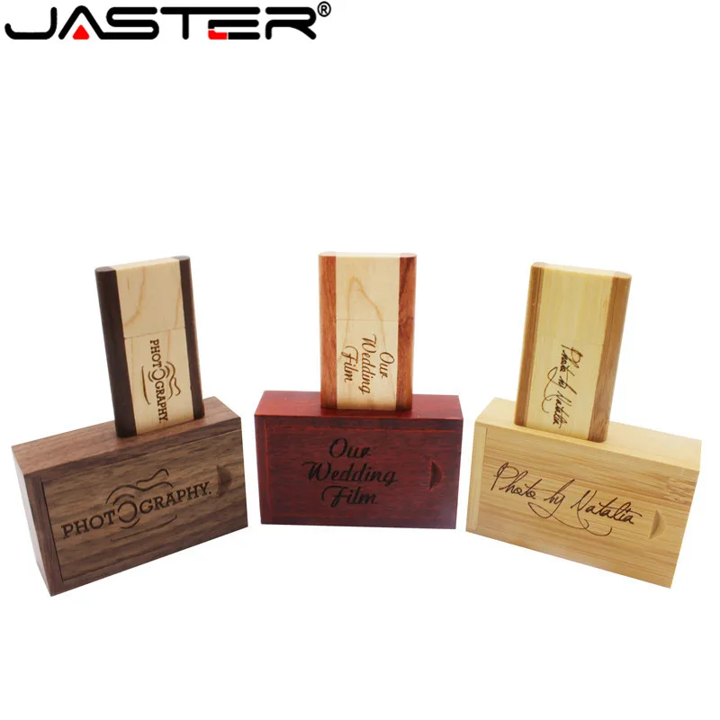 JASTER USB флеш-накопитель, креативный деревянный квадратный вращающийся USB 2,0, 4 ГБ, 8 ГБ, 16 ГБ, 32 ГБ, 64 ГБ, USB и деревянная коробка, более 10 шт., бесплатный логотип