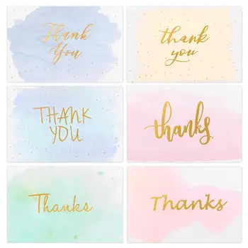 

Partykindom 48PCS Birthday Thank You Greeting Cards with 48PCS Envelopes Bronzing Greeting Card Decorative Invitation Card