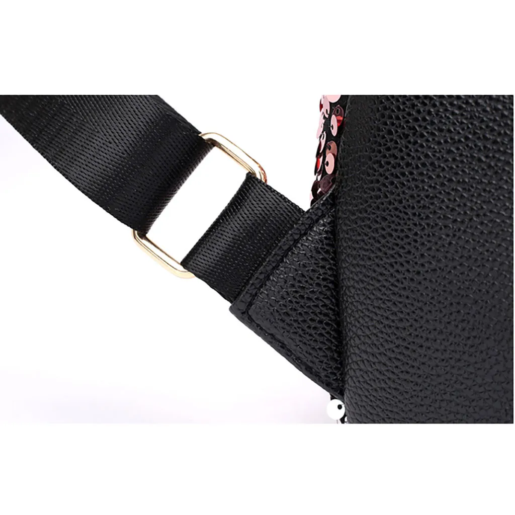 Women's Backpack zipper PU Sequins Backpack Fashion Girl Sequins School Bag Backpack Travel Shoulder Bag Wild Leisure Bag