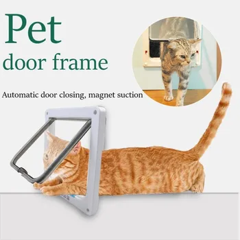 

Papipet 4 Way Lockable Security Flap Dog Cat Kitten Door ABS Plastic Pet Gate Door Pet Supplies Pet Gate Kit Cat Firm Door