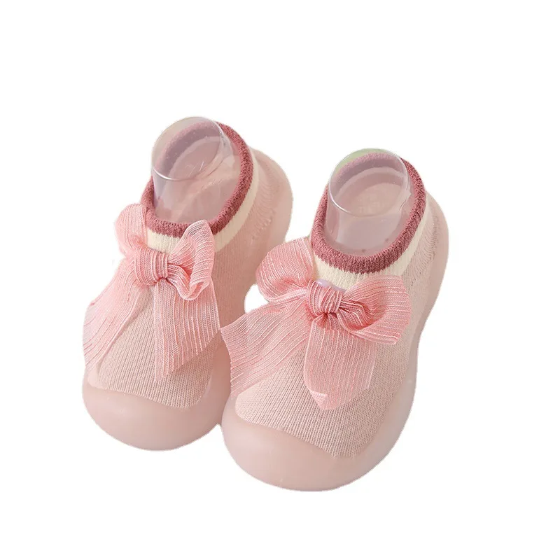 

Baby Girls Toddler Shoes Kids Floor Anti-Slip Sock Bow Soft Soled First Walkers Stretch Knit Shoes (6-24 Months)