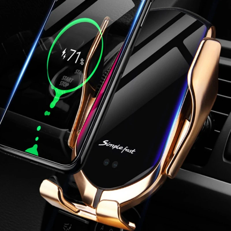 Car Phone Holder In Car Air Vent Mount No Magnetic Mobile Phone Holder Stand Universal 360 Rotation Automatic Fast Charging 10W