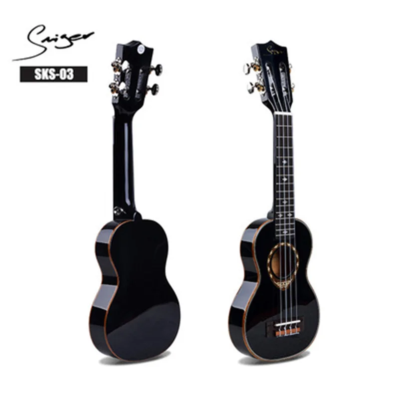 21/23/26 Inch Ukulele Black Solid Wood High Quality Mini Guitar
