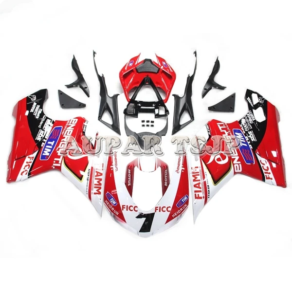 Обтекатели на мотоцикл для поездок на мотоцикле Ducati 848 1098 1198 2007 2008 2009 2010 2011 2012 тела работа корпус инжектора наборы из АБС-пластика Пластик красный, белый - Цвет: As Picture Shown