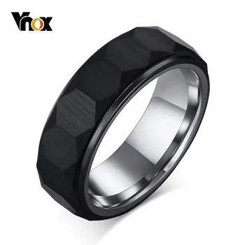 

Vnox Hexagon Mens Rings Black Tungsten Carbide Unique Three-dimensional Surface Wedding Bands for Man Comfort Wear Anel