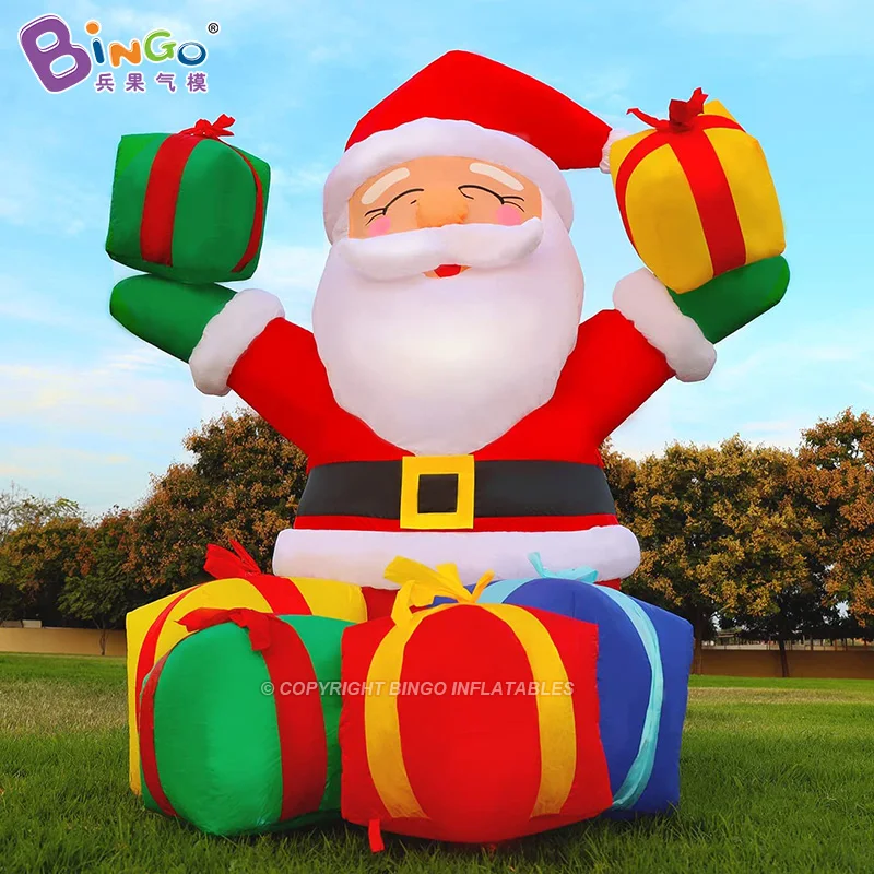 

Inflatable Outdoor Decorations Merry Christmas Santa Claus With Gift 2mH/6ft High Advertising Model For Sale