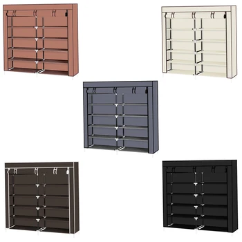 

Portable Shoe Rack Closet Fabric Cover Shoe Storage Organizer Cabinet