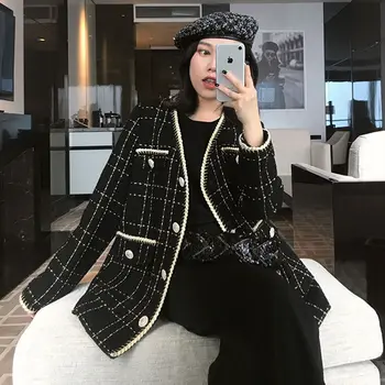 

Bella Philosophy 2020 Fashion Women Fragrance Long Sleeve Wool Coat Lady Vintage Cardigan Black Woolen Jacket Female Tweed Coats