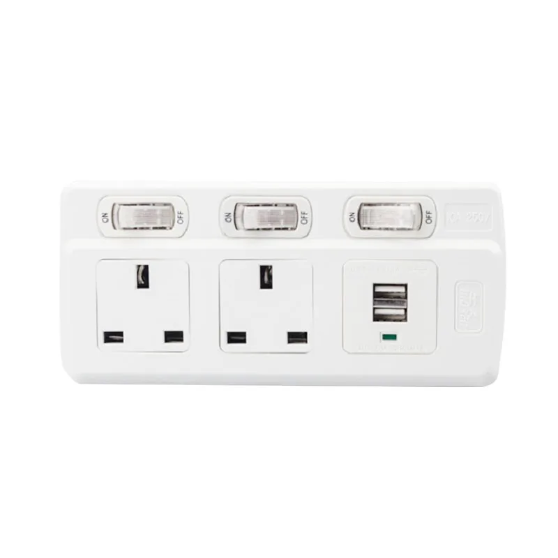 Путешествия адаптер стены Dual USB разъем зарядное устройство защита от перенапряжений AU в Великобритании Plug 2 Великобритании ВНЕШНИЙ