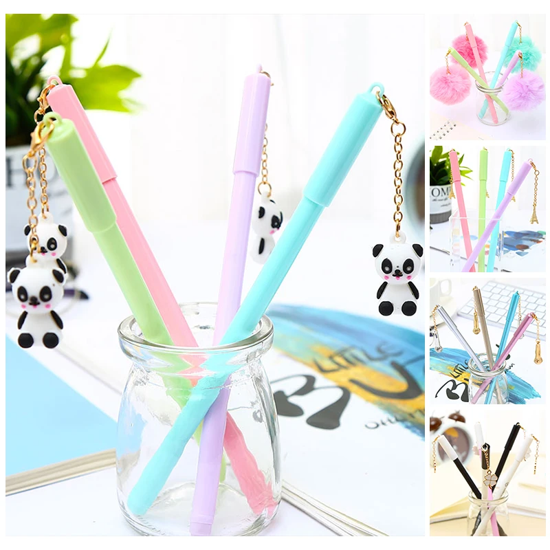 Забавные милые пушистые плюшевые гелевые кавайные ручки школьные офисные