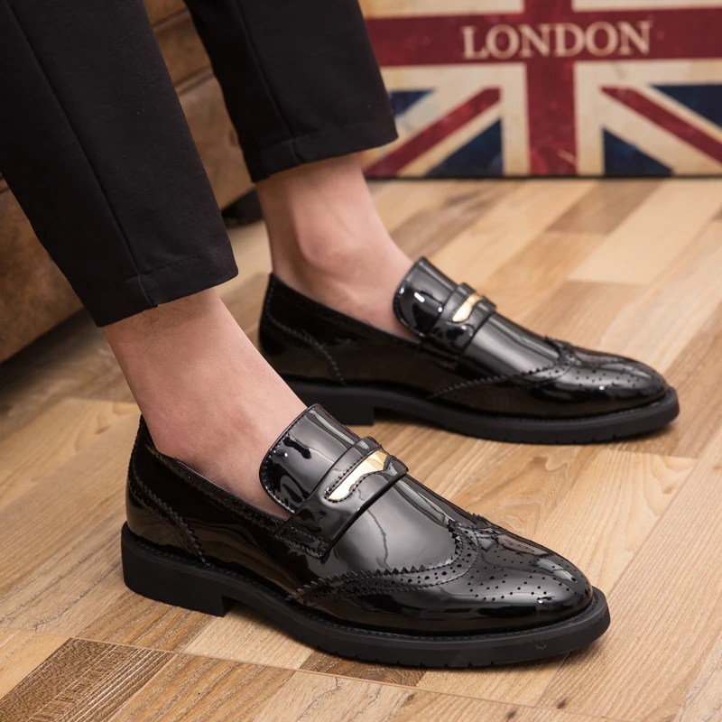 

New Fashion Slip On Leather Pointed Toe Men wedding Shoes Outdoor Business dess Oxfords Formal Shoes For Male Big Size 38-48 w5