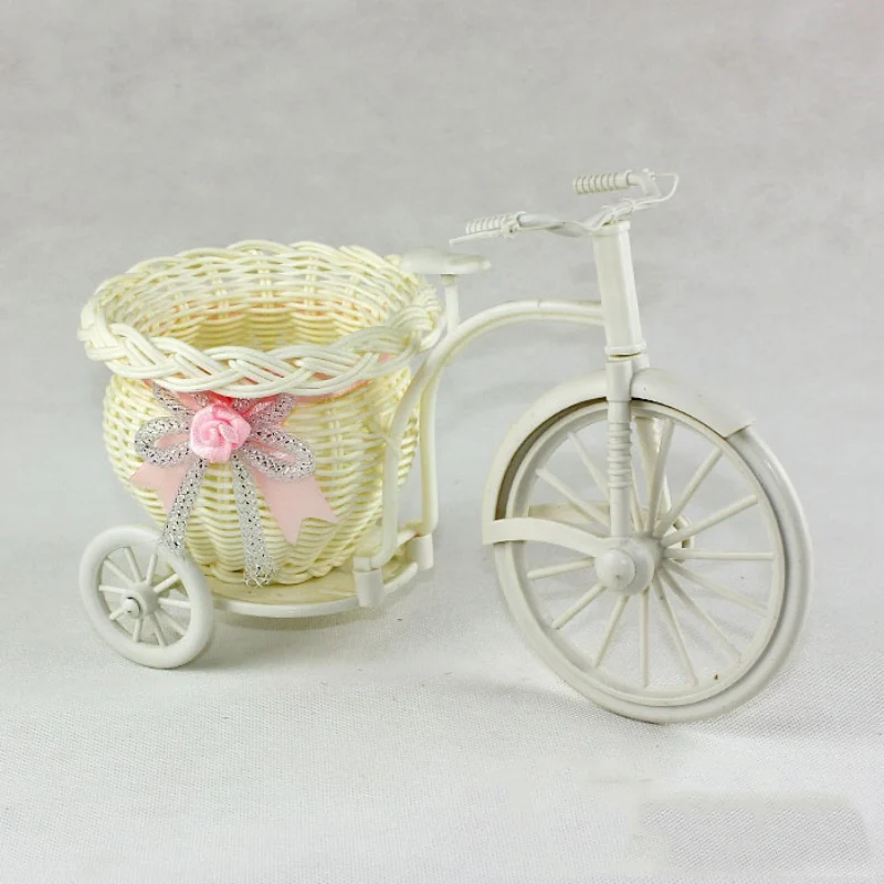 DIY Пластиковый белый трехколесный велосипед Цветочная корзина велосипедный контейнер для цветочных растений домашние свадебные
