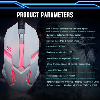 

Wired Mouse USB Cable Laptop Desktop Mouse LED Bright Luminous Mice Computer Peripherals For Games and Office TBTX1