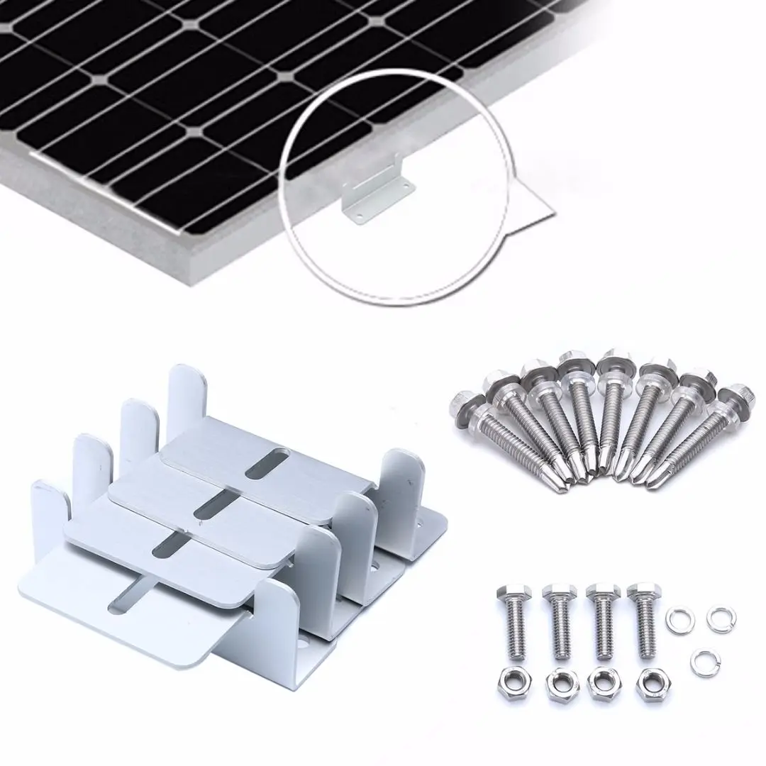 4 pcs Aluminum Solar Panel Z-Bracket Mounting Kit Set For RV Boat Off Grid