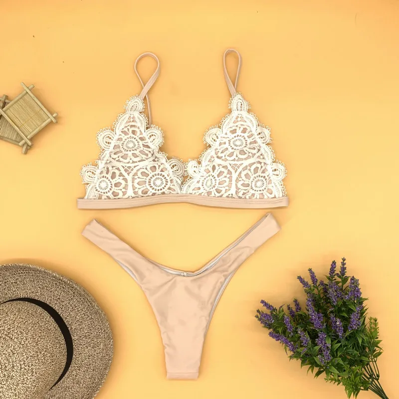 

Miracle 2019 New Sexy Bikinia Mason Swimsuit Lace Edge Swimsuit Triangular Bikini