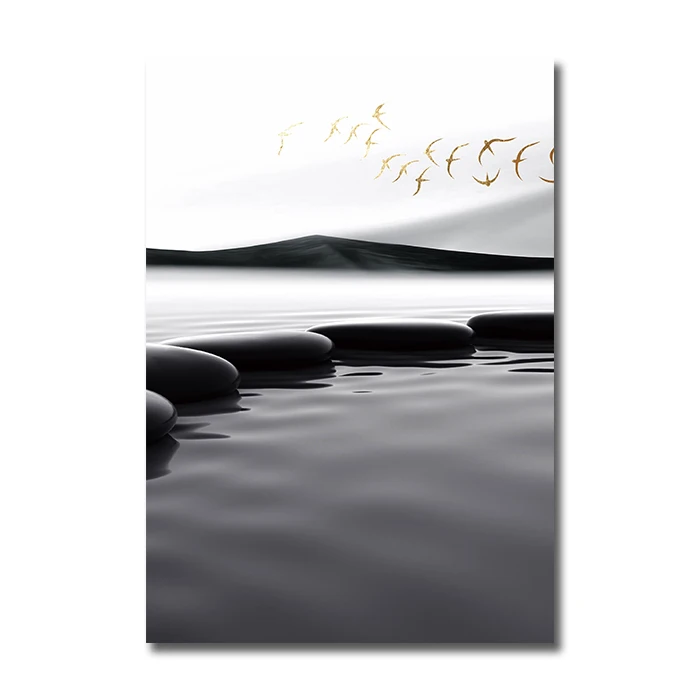Modern-Landscape-Poster-Black-Yellow-Stone-Boat-Deer-Wall-Art-Canvas-Painting-Nordic-Print-Wall-Pictures (5)