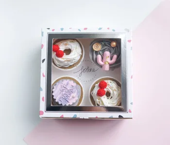 

Free shipping colorful marble cupcake box 4 cupcake muffin boxes pudding bottle box birthday wedding party gift supply favor