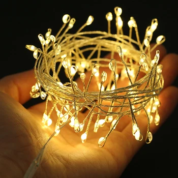 2M 5M Koperdraad Led String Lights Voetzoeker Fairy Guirlande Licht Voor Kerst Venster Wedding Party Battery Operated 2M 5M Koperdraad Led String Lights Voetzoeker Fairy Guirlande Licht Voor Kerst Venster Wedding Party Battery Operated