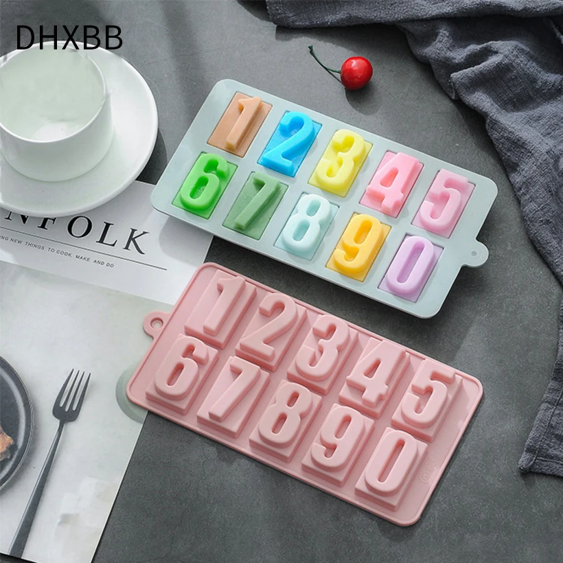 

DHXBB DIY Cake Mould Digital Silicone Chocolate Mold Household Handmade Silicone Ice Cube Mold Birthday Baking Mold D30