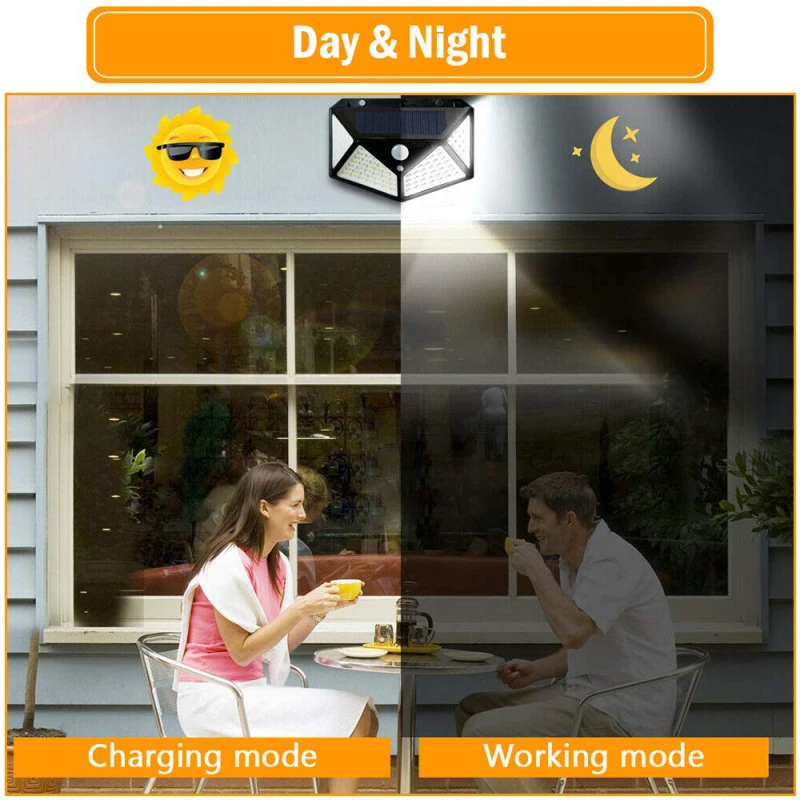 100 led Solar Light Outdoor Solar Lamp Motion Sensor Wall Light Waterproof Solar Powered Sunlight for Garden Decoration