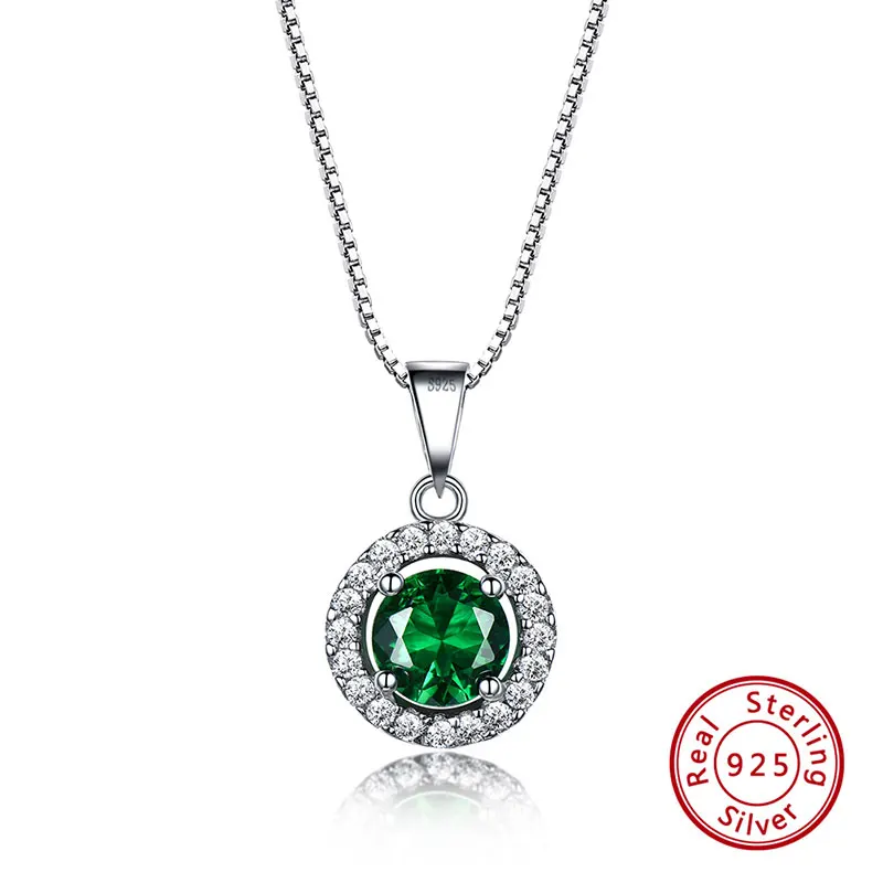 ORSA JEWELS женское серебряное ожерелье из натуральной 925 пробы, имитирующее круглый нано изумруд AAA Блестящий CZ кулон, Женские Ювелирные изделия VSN03 - Цвет камня: VSN03