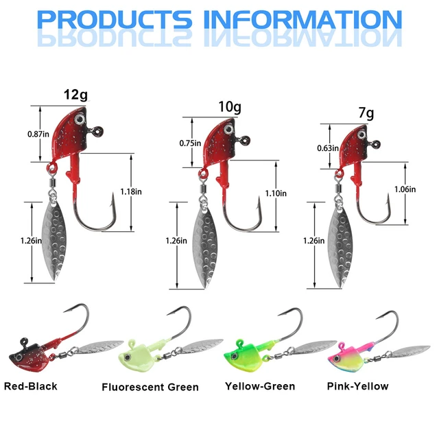 FishTrip Swimbait Jig Head with Spinner 5~10Pcs Underspin Bass Jig Head  Hooks for Fishing Saltwater Freshwater - AliExpress
