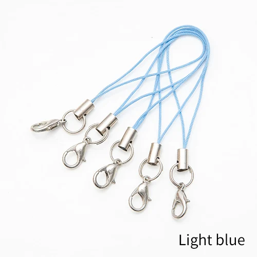500 шт цветные застежки для лобстера, шнурок для сотового телефона, Лариат, мобильные ремни, очаровательные нейлоновые брелоки, цепочка для ключей, подвеска для рукоделия - Цвет: Light blue 500pcs