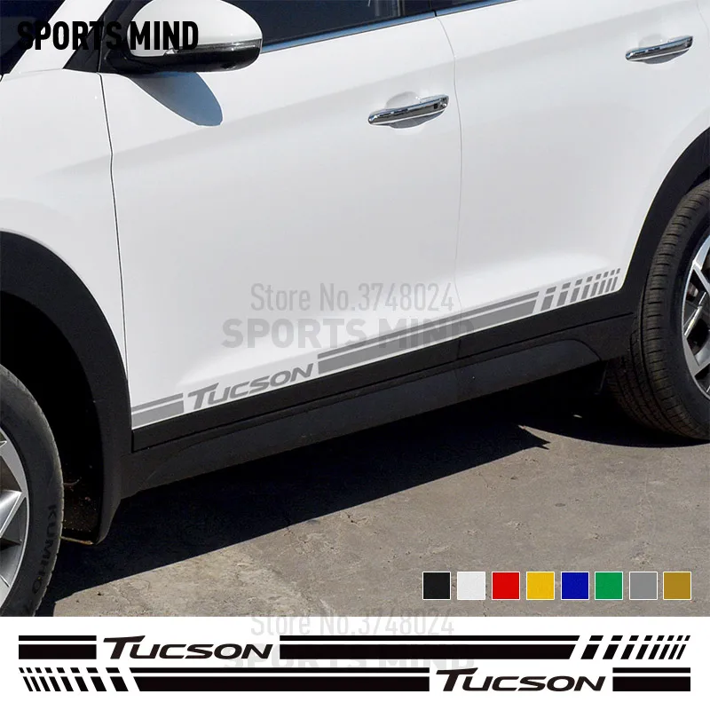 1 Pair Vinyl Door Side Stripe Car Stickers Decals For Hyundai Tucson Accessories Automobiles Car-Styling