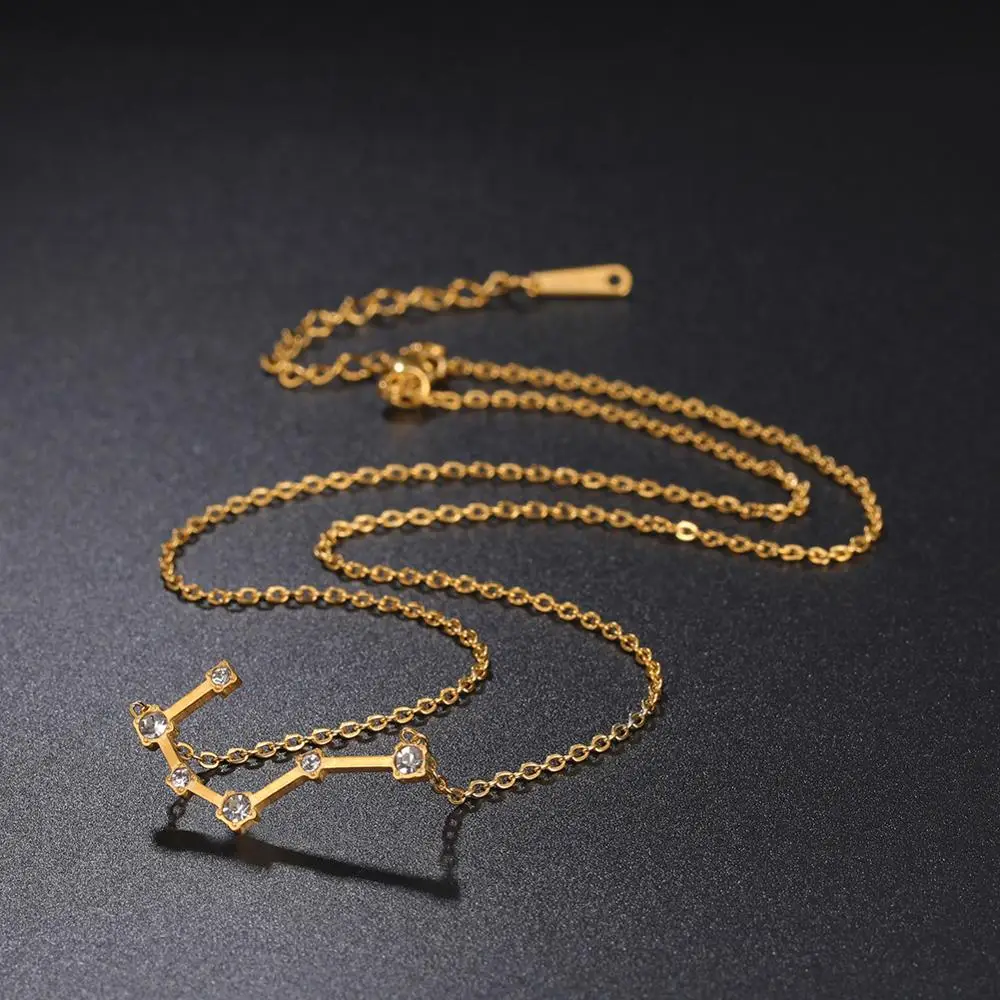 Kalung Konstelasi Zirkon Jernih Wanita Capricorn Libra Aries Leo