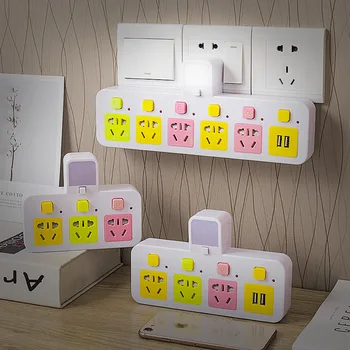 

USB Socket Charging Wireless Expanding Patch Board Revolution Multi-functional with Night Light Switch Household Adapter Power S