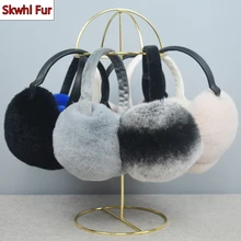 Winter Warm Women Real Rex Rabbit Fur Earmuffs Ladies Autumn Winter Warm Comfortable Skiing Fur Headphones Casque Antibruit Cute
