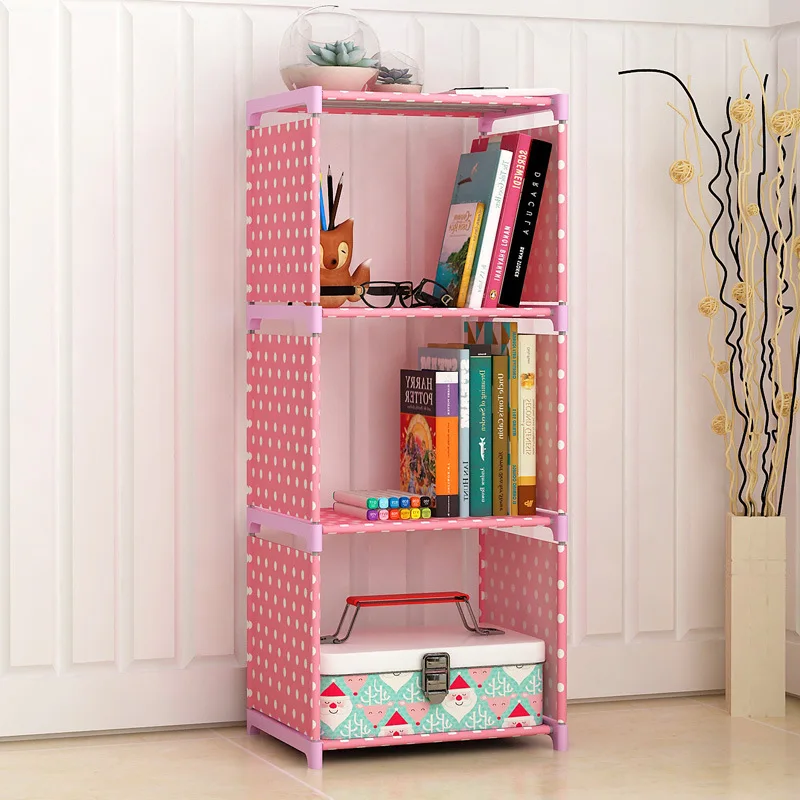 

Minimalist Modern Multilayer Storage Rack Simplicity Household Library Nonwoven Fabric Bookshelf Multi-functional Fashion Dustpr