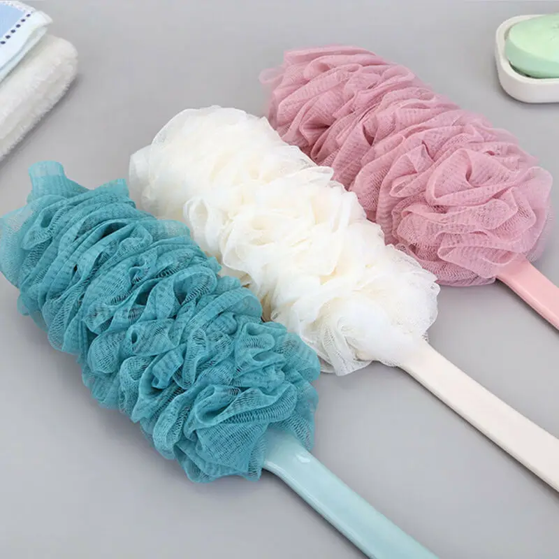 Long Handle Bath Brush Soft Mesh Sponge Back Scrubber Body Wash Shower  Loofah