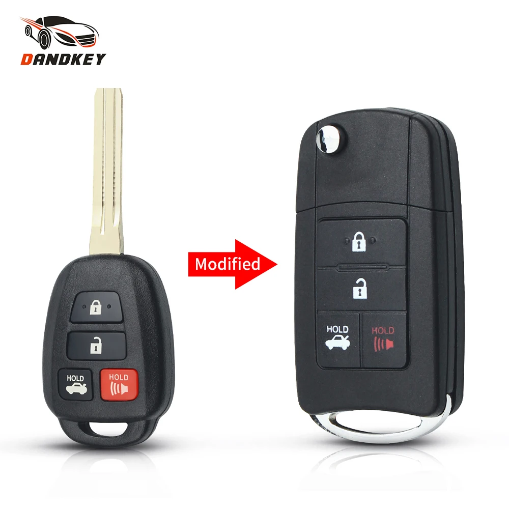 Dandkey Remote Modified Control 4 Buttons Folding Flip Key Case Shell