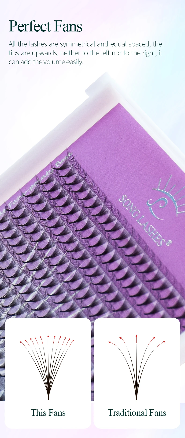 SONG LASHES Premade Volume Fans Mega Tray 360 Fans Sharp Thin Pointy Base Eyelash Extensions  Mega Tray 360Fans 6D 7D 8D 10D 12D