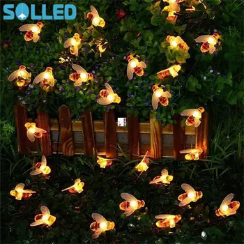 

Solar Powered Honey Bee Shape Led String Light Fairy Lamp for Outdoor Garden Wedding Festival Xmas Party Decor