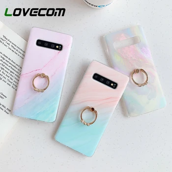 

LOVECOM Gradient Marble Phone Case For Samsung Galaxy S10 S20 S9 Plus A51 A71 Note 10 Pro Matte Soft Back Cover With Ring Finger