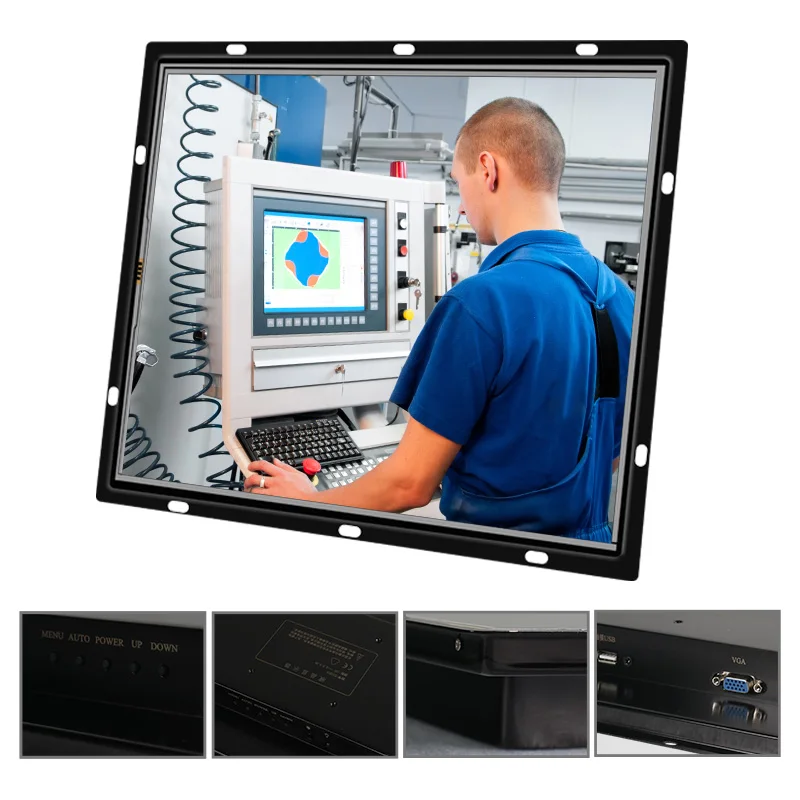 

12.1 inch industrial display stainless steel brushed metal casing industrial control resistance touch screen HDMI high-definitio