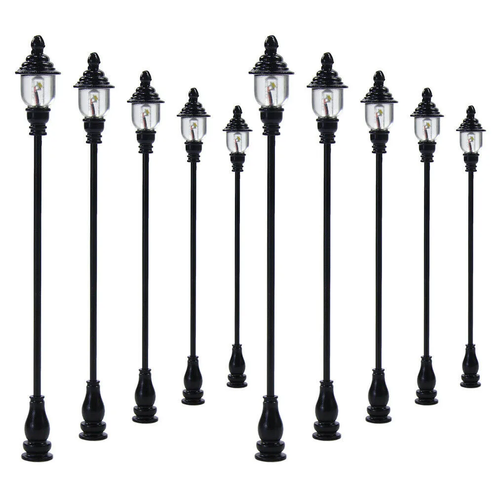 10pcs Model Railroad Train OO/HO Scale Lamp Posts Led Street Light Lamp Train Artificial Miniature Railroad Decoration Landscape