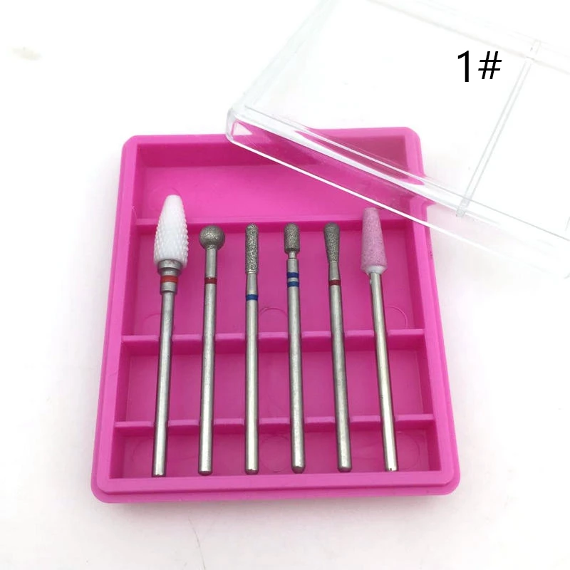 HTHL-6Pcs Алмазный Набор для ногтей, фреза для маникюра, роторные сверла для чистки ногтей, электрическая машина, аксессуары для дизайна
