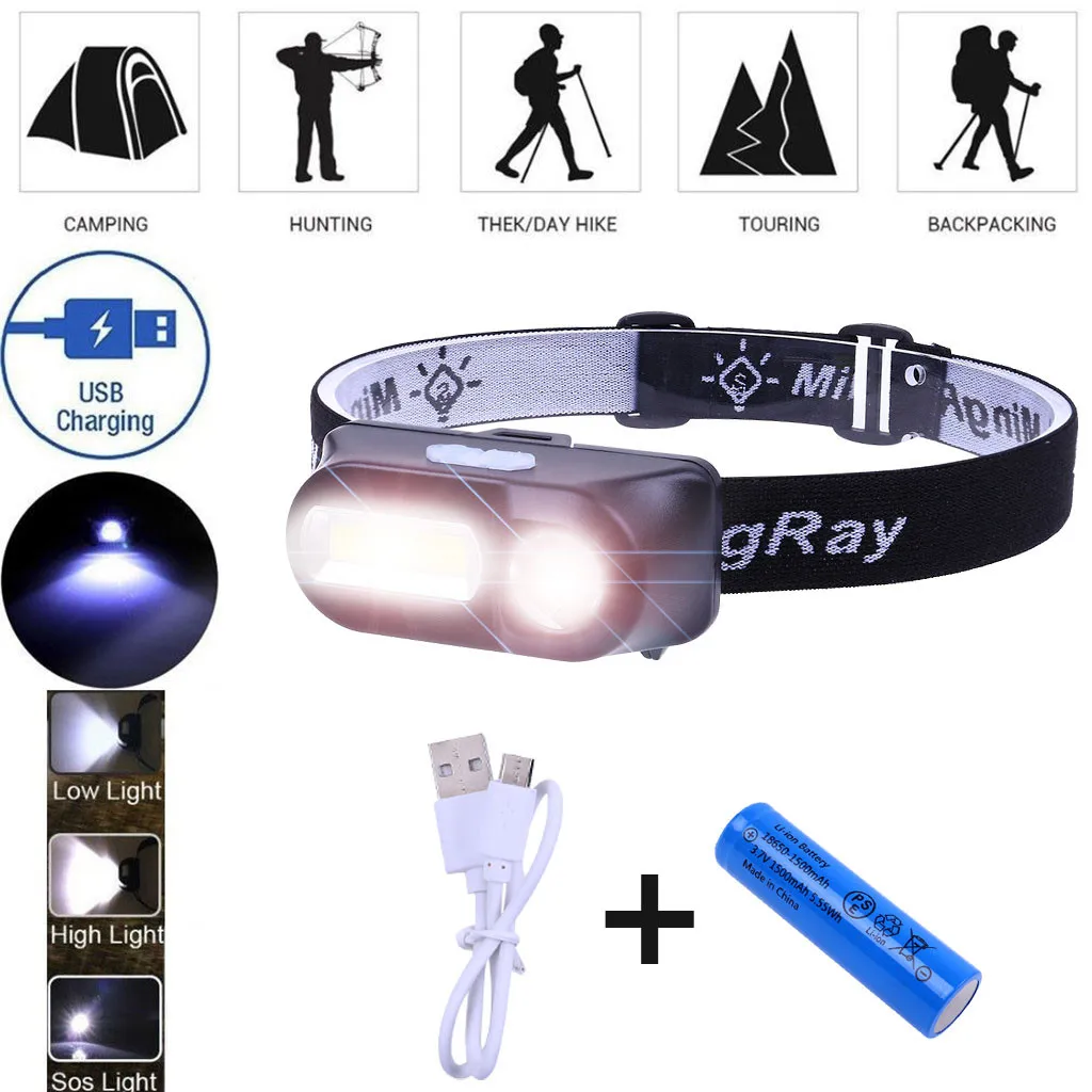 XPE LED COB светодиодный 6-режимный фар ремни регулируемые фары Перезаряжаемые