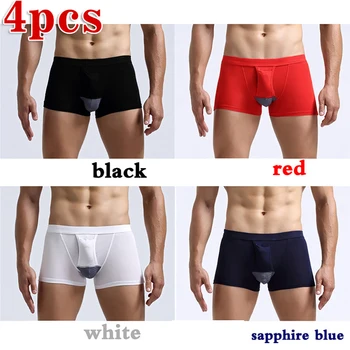 

4Pcs Men's Solid Color Mid-waist Underwear Sexy Breathable Comfortable Stretch High Quality Comfortable Loose Men's Underwear